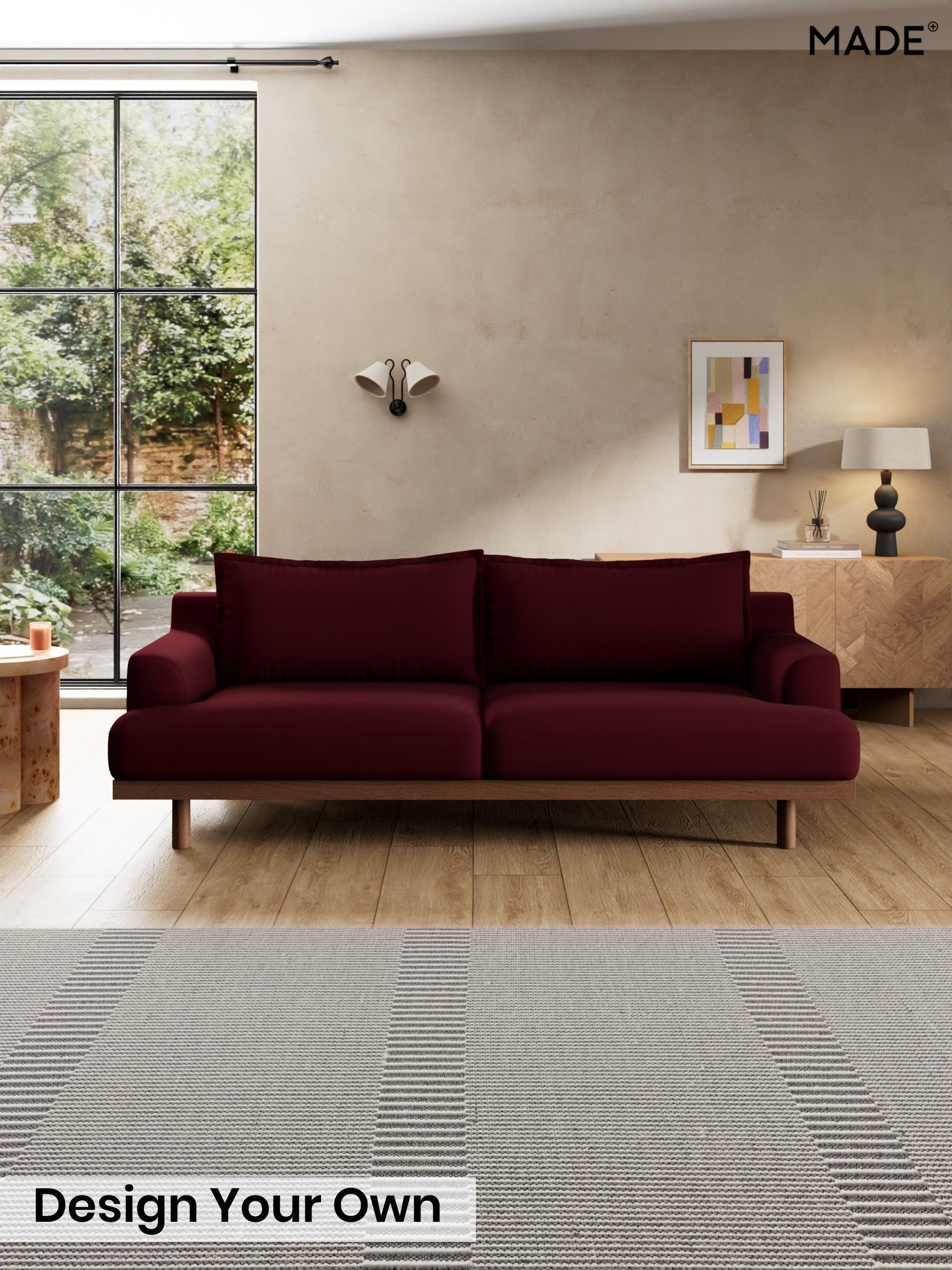 Matt Velvet Easy Clean/Deep Burgundy Red - Turin By Made