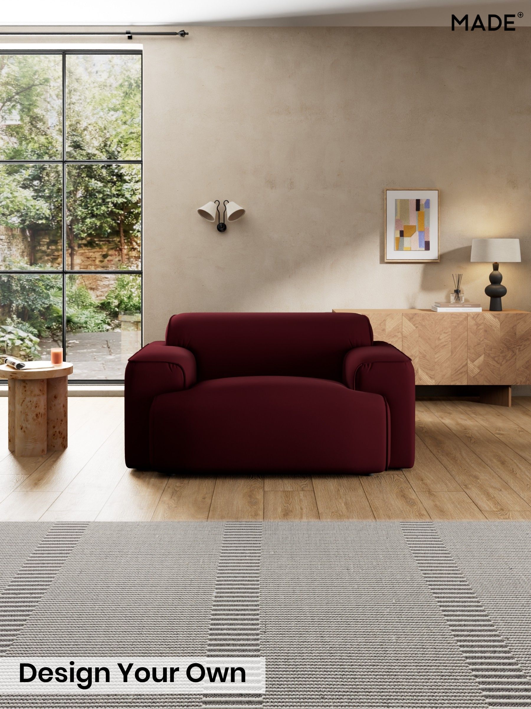 Matt Velvet Easy Clean/Deep Burgundy Red - Avalon By Made