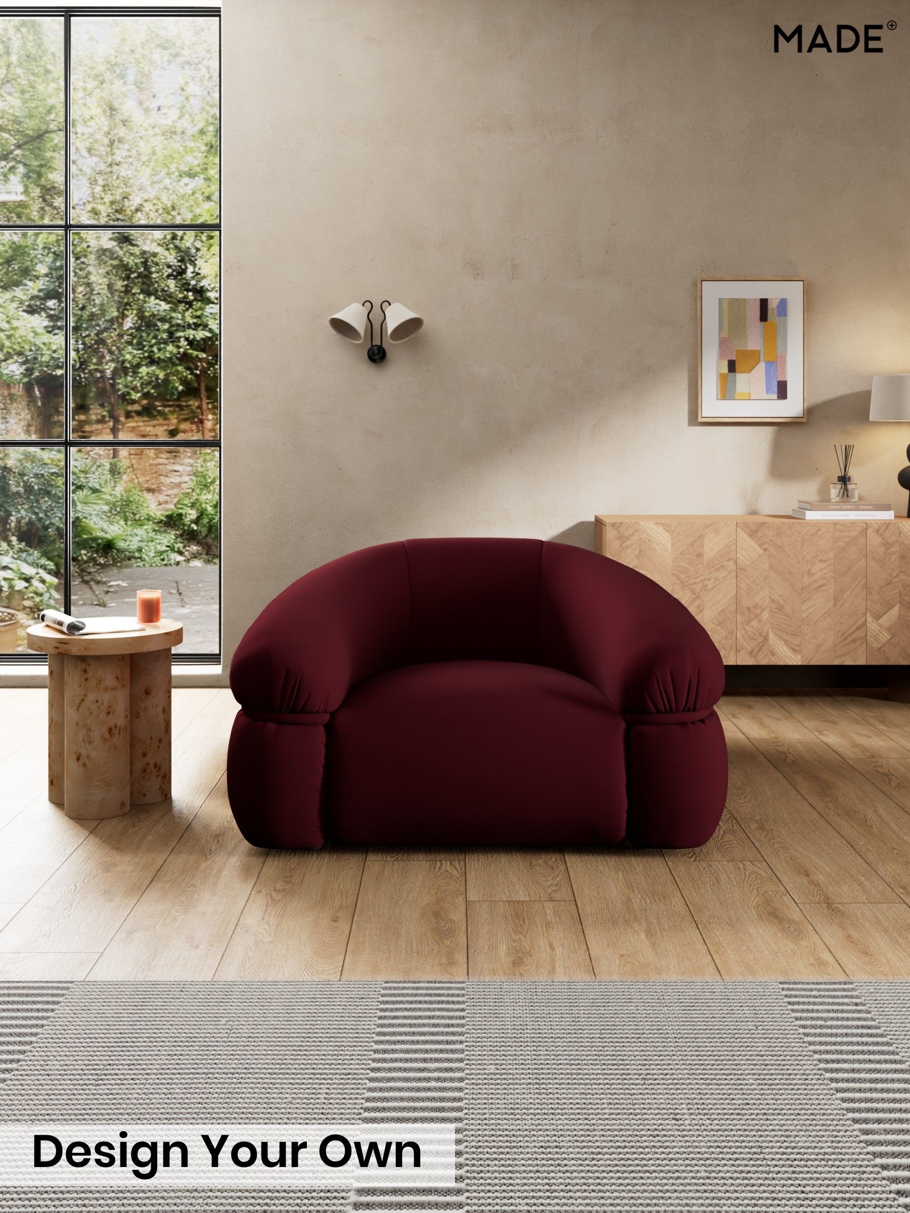 Matt Velvet Easy Clean/Deep Burgundy Red - Soma By Made
