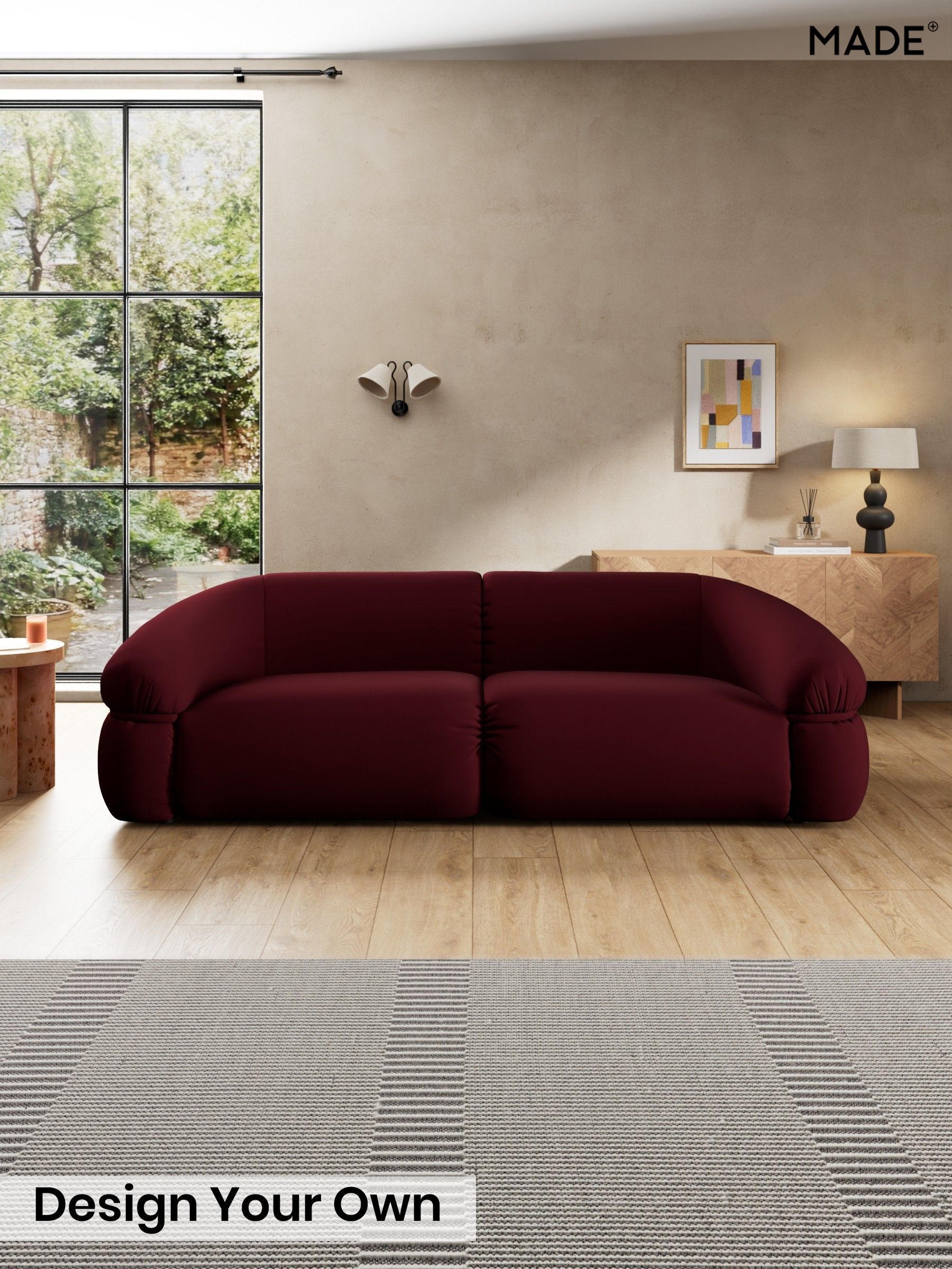Matt Velvet Easy Clean/Deep Burgundy Red - Soma By Made
