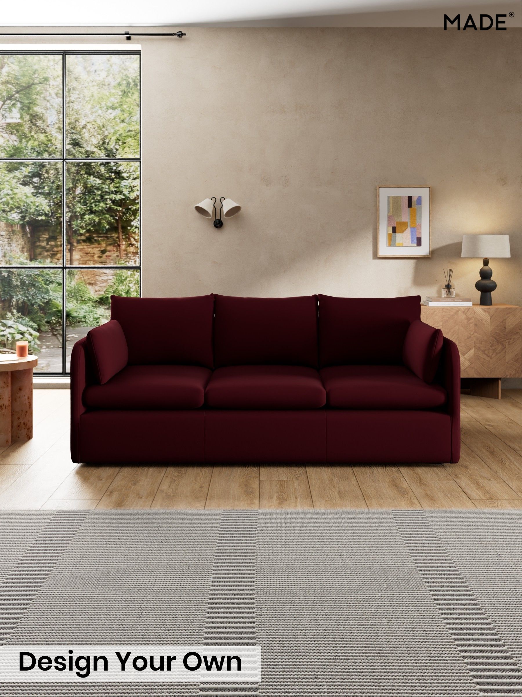 Matt Velvet Easy Clean/Deep Burgundy Red - Jackson By Made