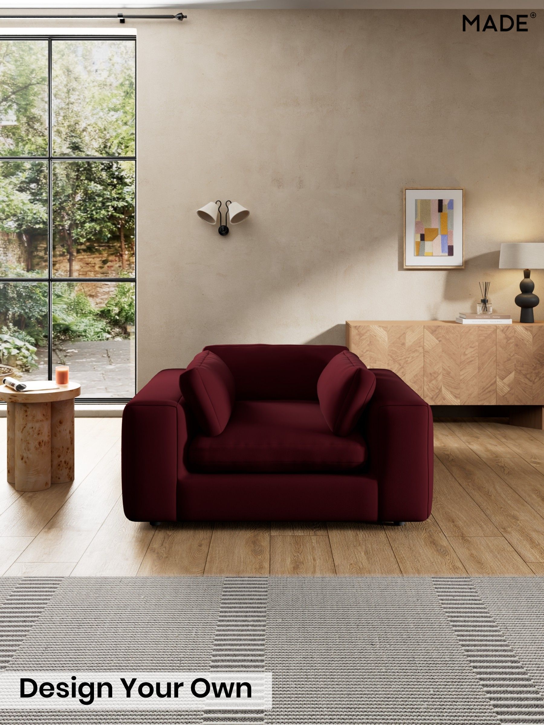 Matt Velvet Easy Clean/Deep Burgundy Red - Alec By Made