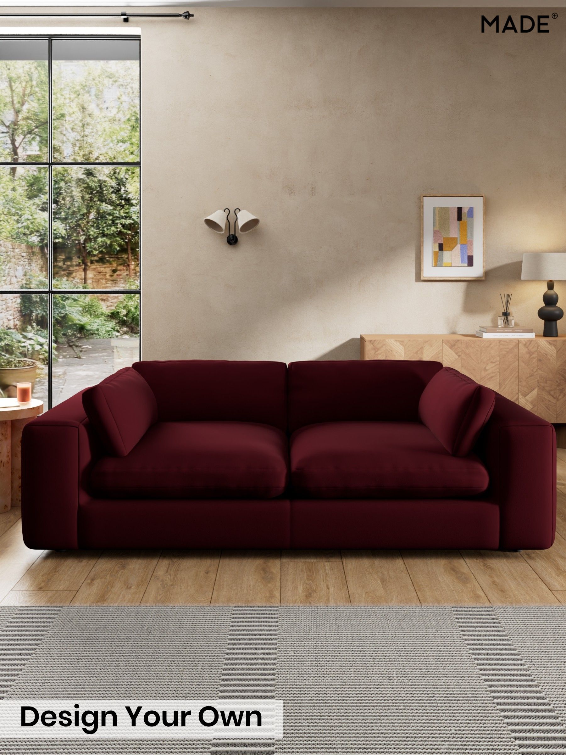 Matt Velvet Easy Clean/Deep Burgundy Red - Alec By Made
