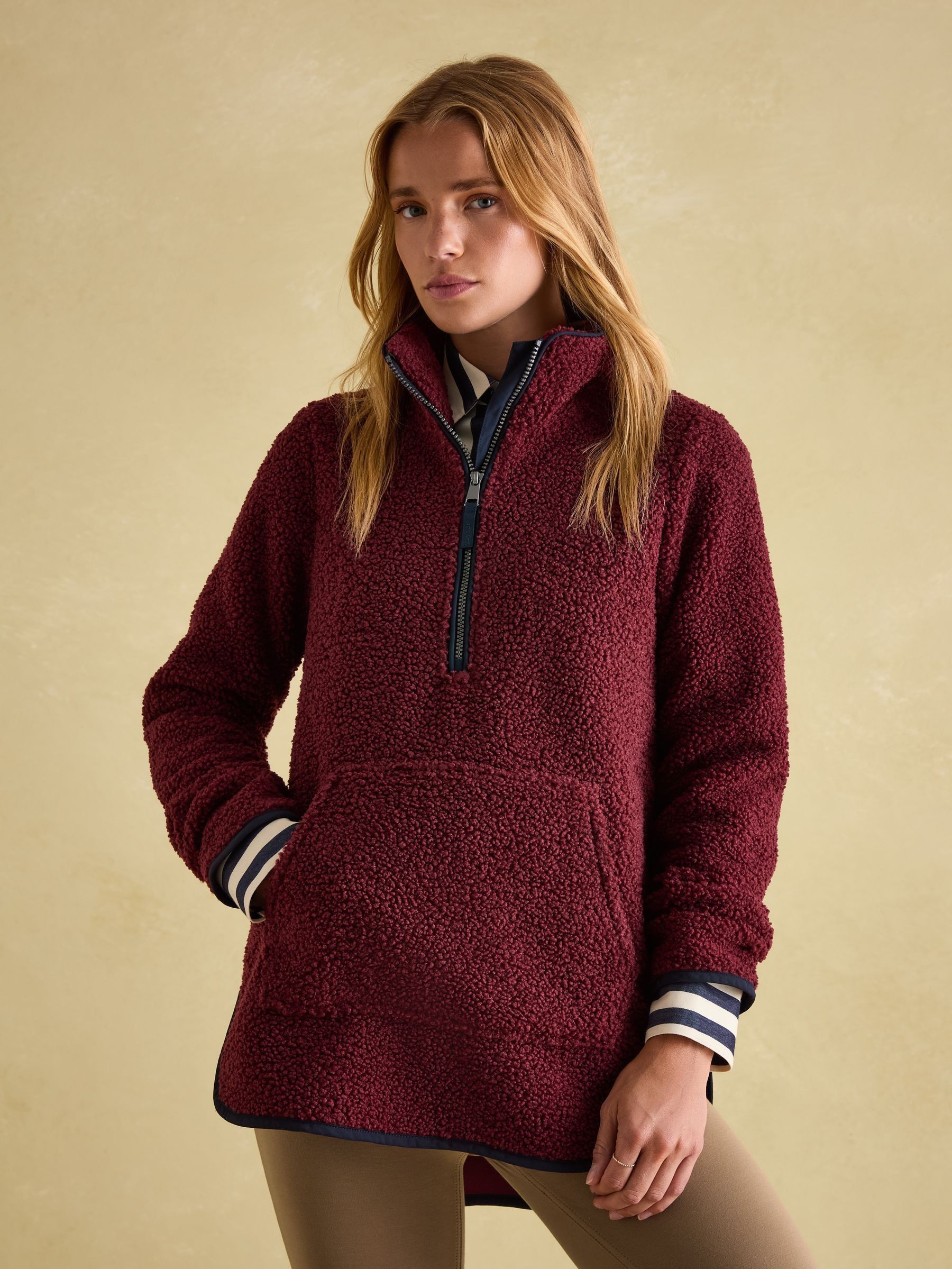 Aldeburgh Burgundy Quarter Zip Fleece (663393) | £44