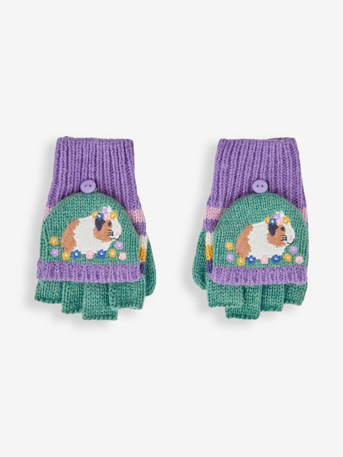 Green Girls' Guinea Pig Striped Gloves (665975) | £7