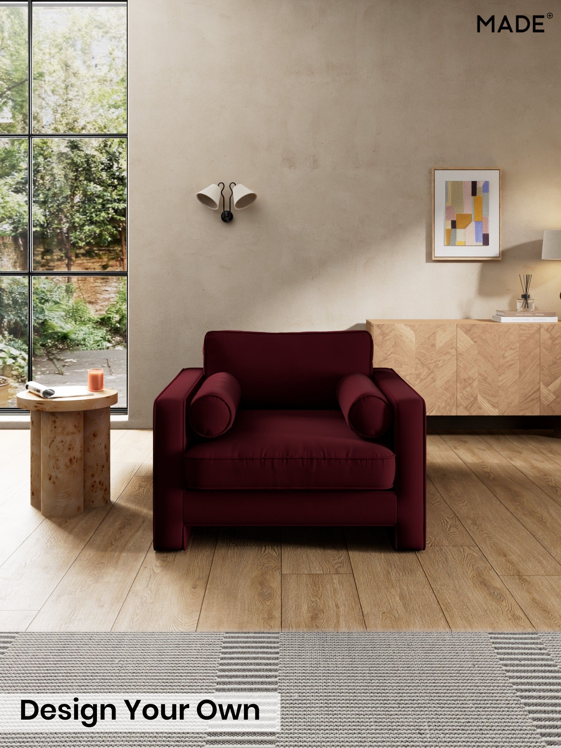 Matt Velvet Easy Clean/Deep Burgundy Red - Holloway By Made