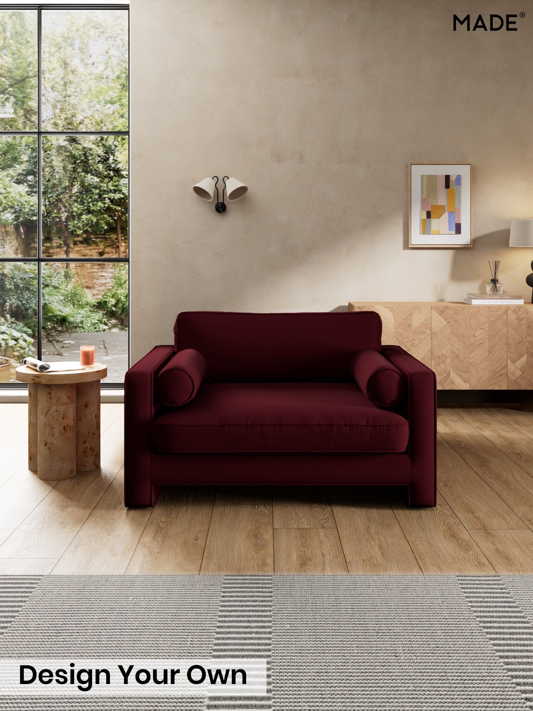 Matt Velvet Easy Clean/Deep Burgundy Red - Holloway By Made