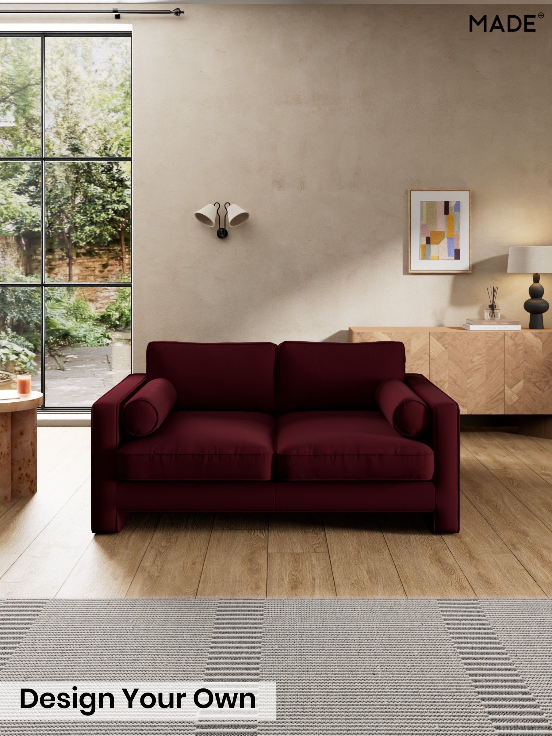 Matt Velvet Easy Clean/Deep Burgundy Red - Holloway By Made