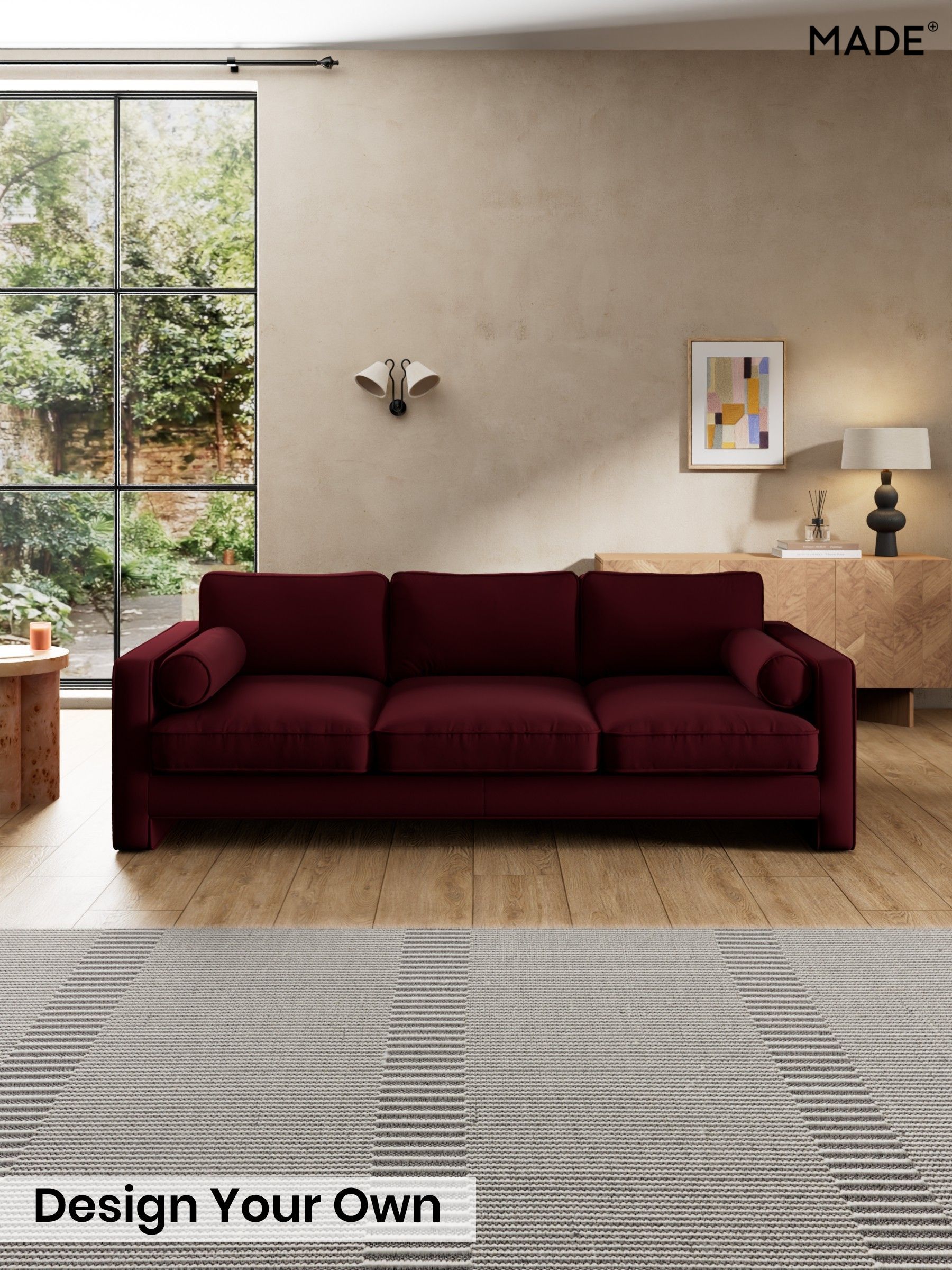 Matt Velvet Easy Clean/Deep Burgundy Red - Holloway By Made