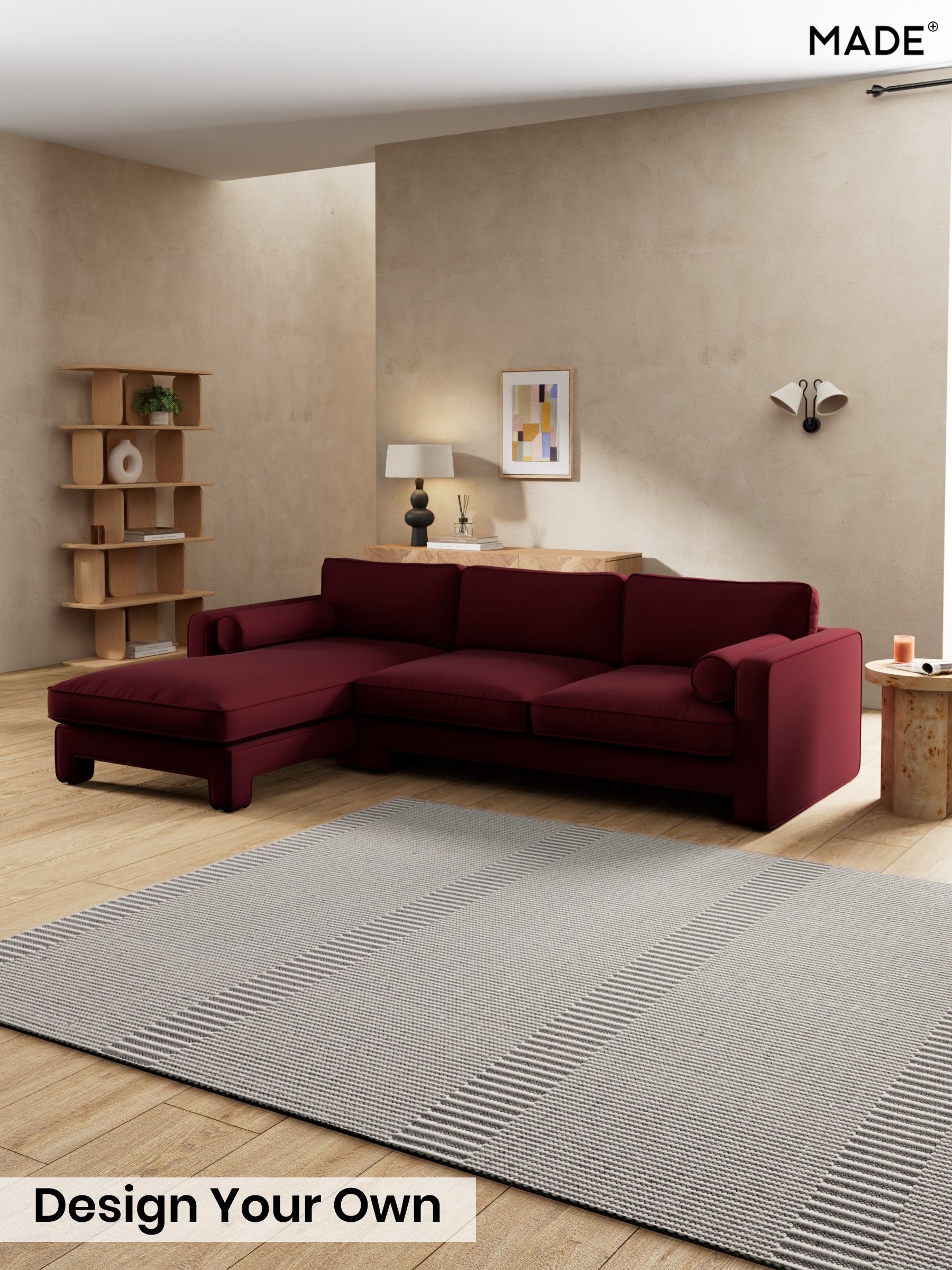 Matt Velvet Easy Clean/Deep Burgundy Red - Holloway By Made