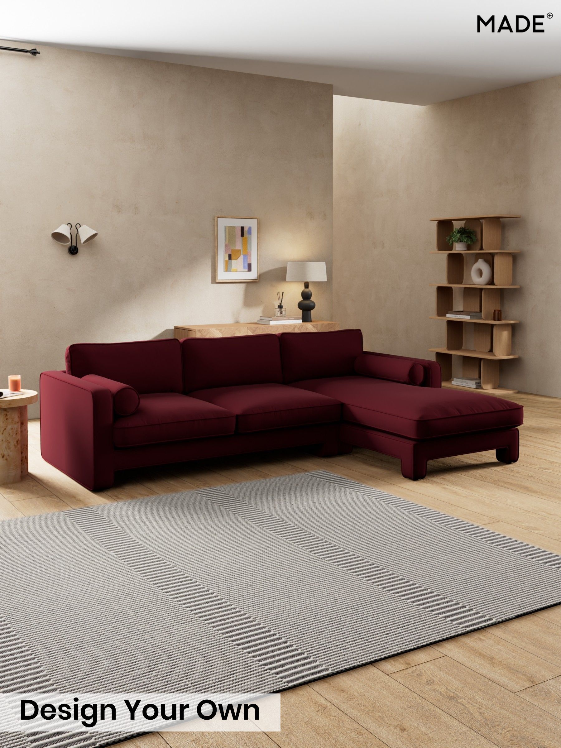 Matt Velvet Easy Clean/Deep Burgundy Red - Holloway By Made