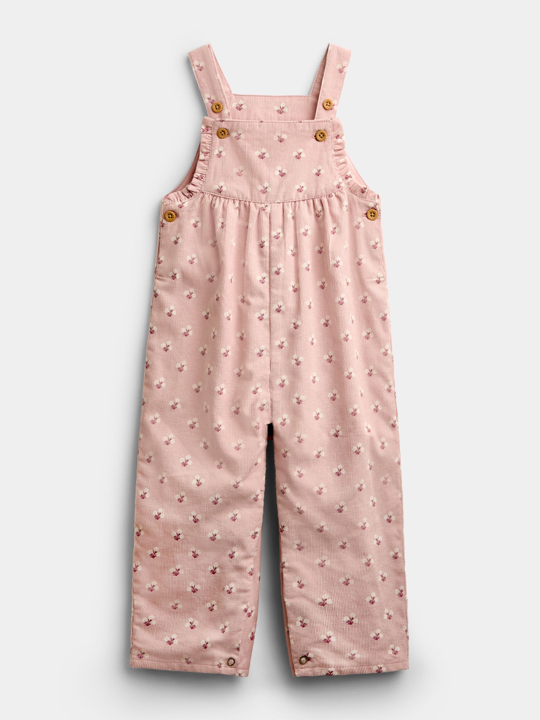 Pale Pink Floral - Cord Dungarees