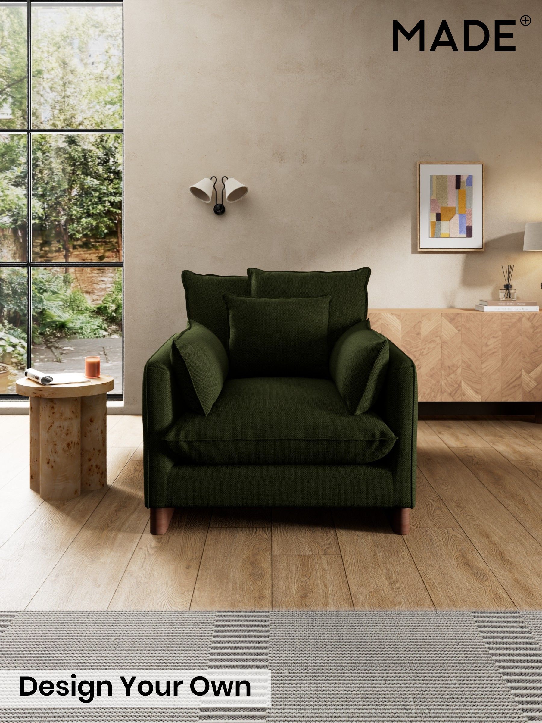 Basket Weave/Olive Green - Whitby Scatter Back By Made