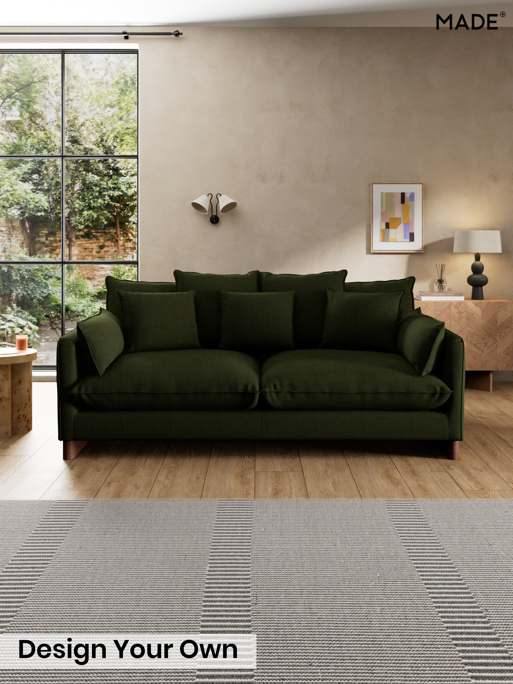 Basket Weave/Olive Green - Whitby Scatter Back By Made