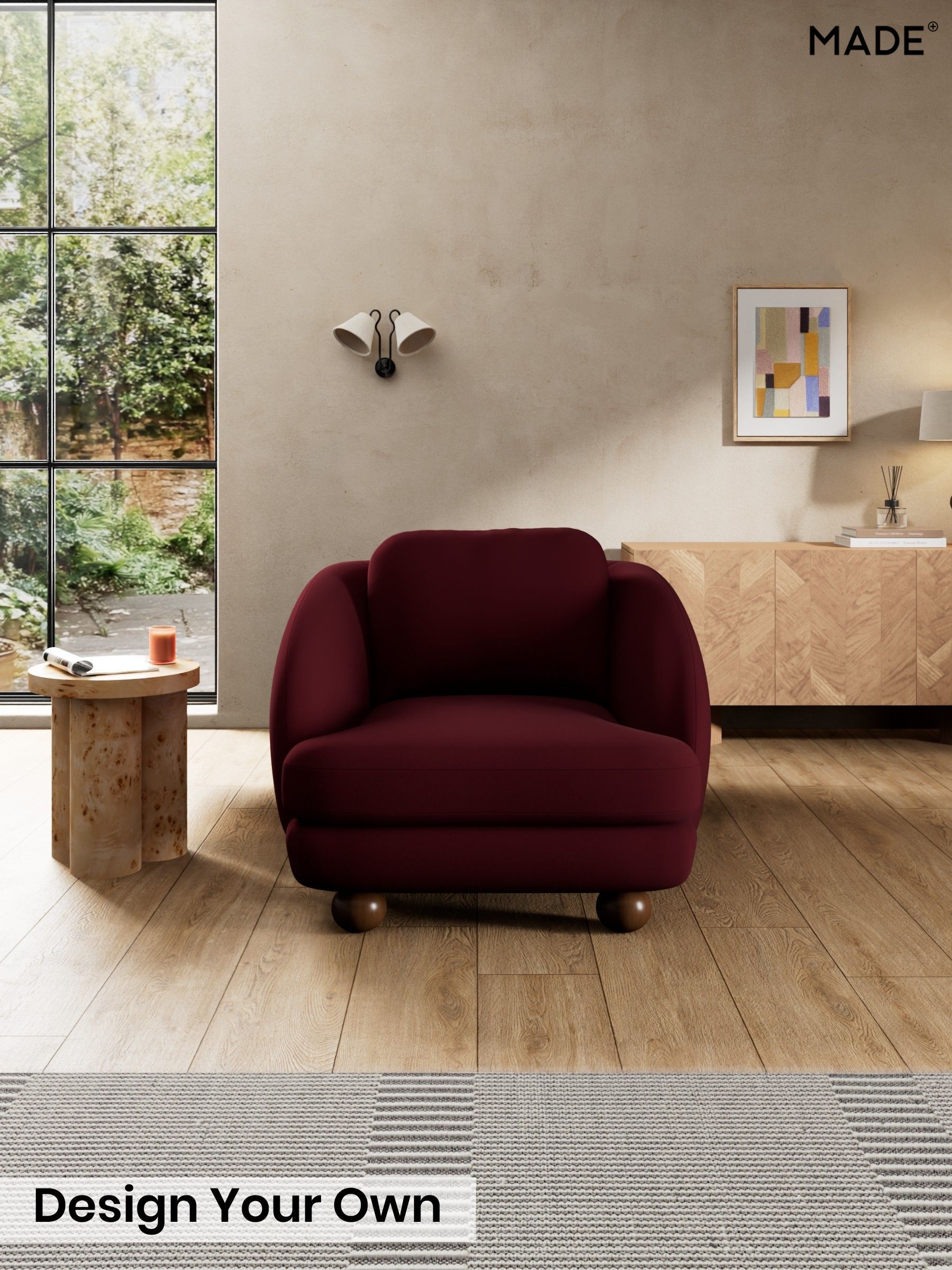 Matt Velvet Easy Clean/Deep Burgundy Red - Madris By Made