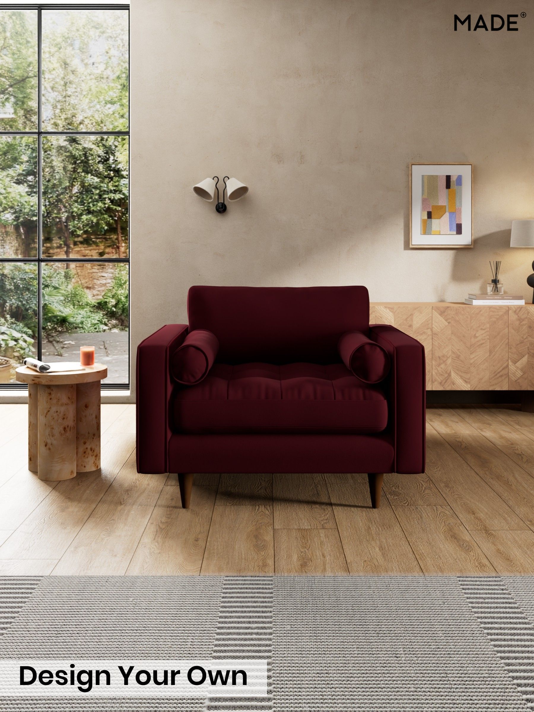 Matt Velvet Easy Clean/Deep Burgundy Red - Scott By Made