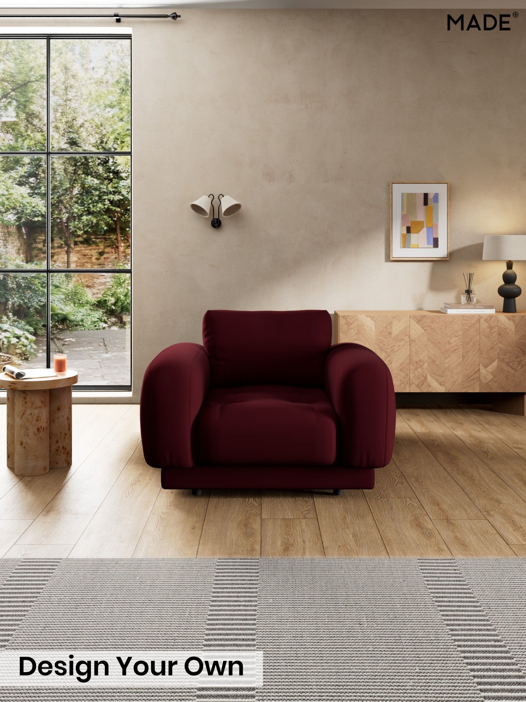 Matt Velvet Easy Clean/Deep Burgundy Red - Flint By Made