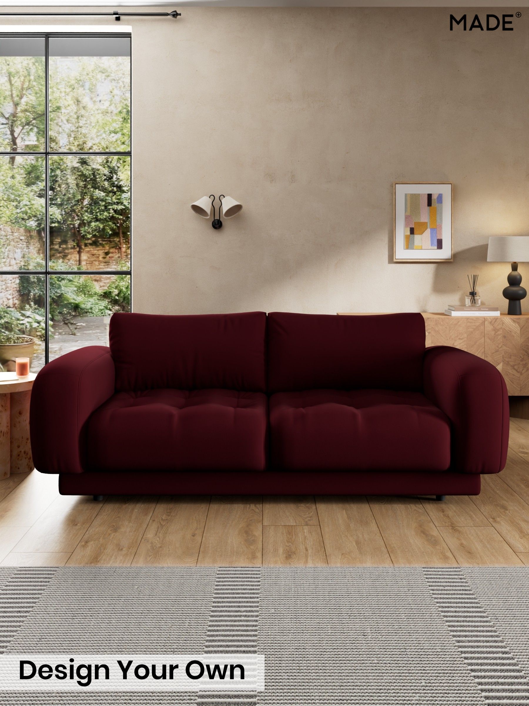 Matt Velvet Easy Clean/Deep Burgundy Red - Flint By Made