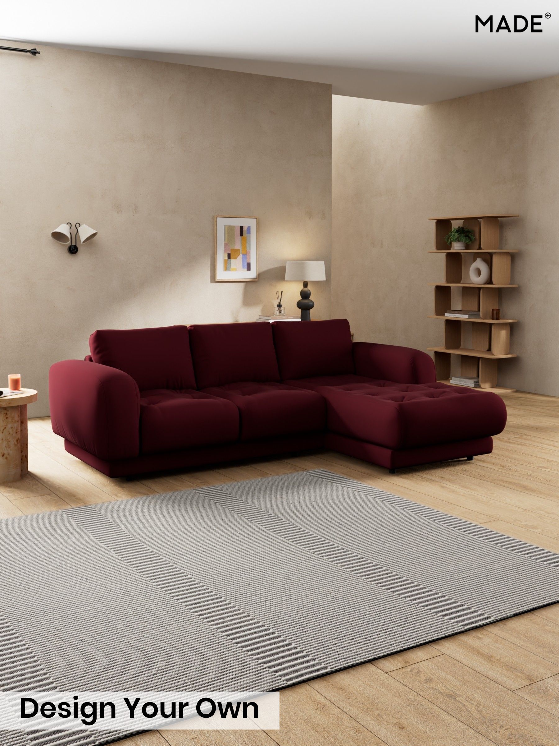 Matt Velvet Easy Clean/Deep Burgundy Red - Flint By Made