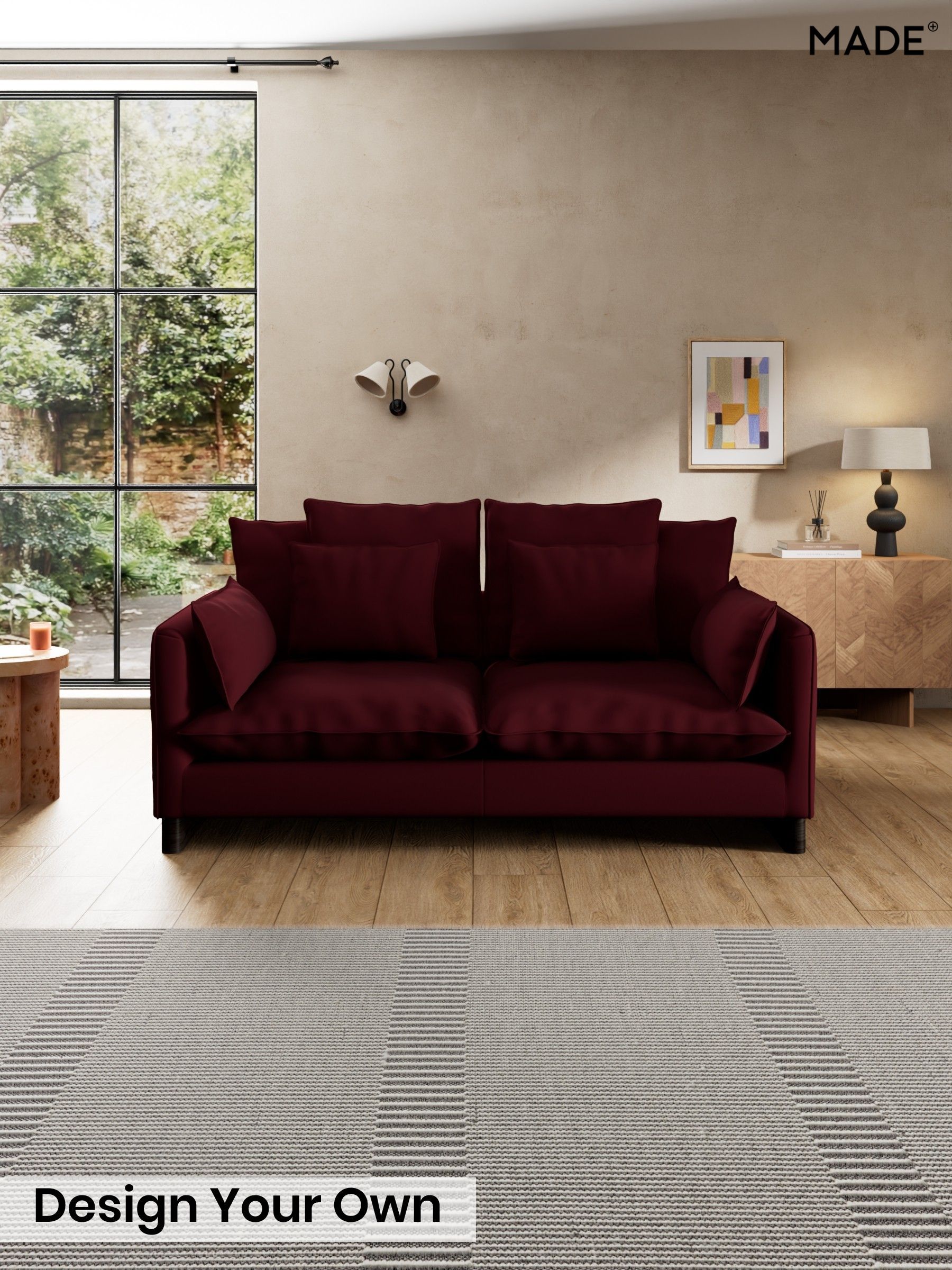 Matt Velvet Easy Clean/Deep Burgundy Red - Whitby Scatter Back By Made