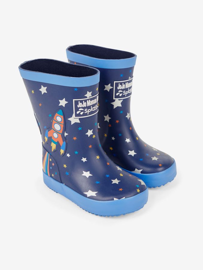 Navy Blue Rocket Printed Lined Wellies (692987) | £22.50 - £24.50