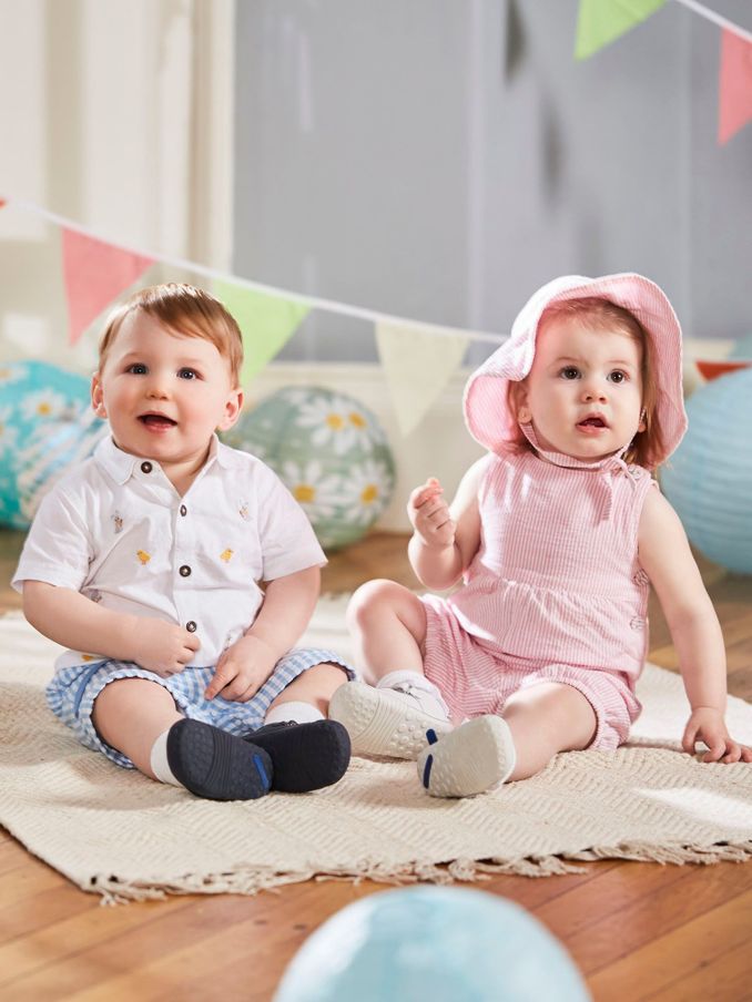 Pink Stripe Classic Plain Seersucker Dungarees (708576) | £22 - £23