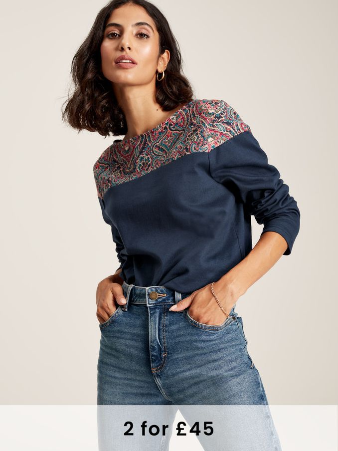 Harbour Navy Paisley Long Sleeve Breton Top (717197) | £23