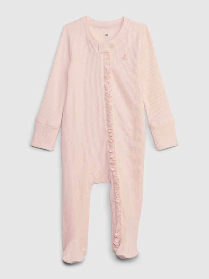 Pink Ribbed Footed Sleepsuit (Newborn-9mths) (760785) | £10