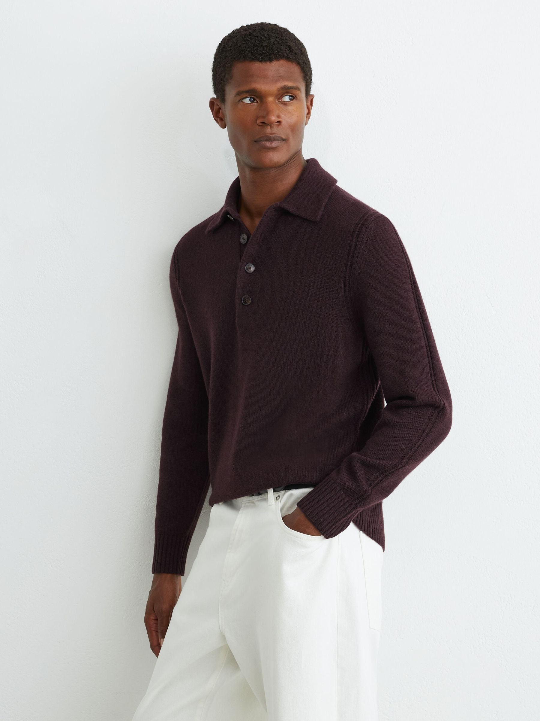 Bordeaux - Regular Wool-blend Polo Shirt