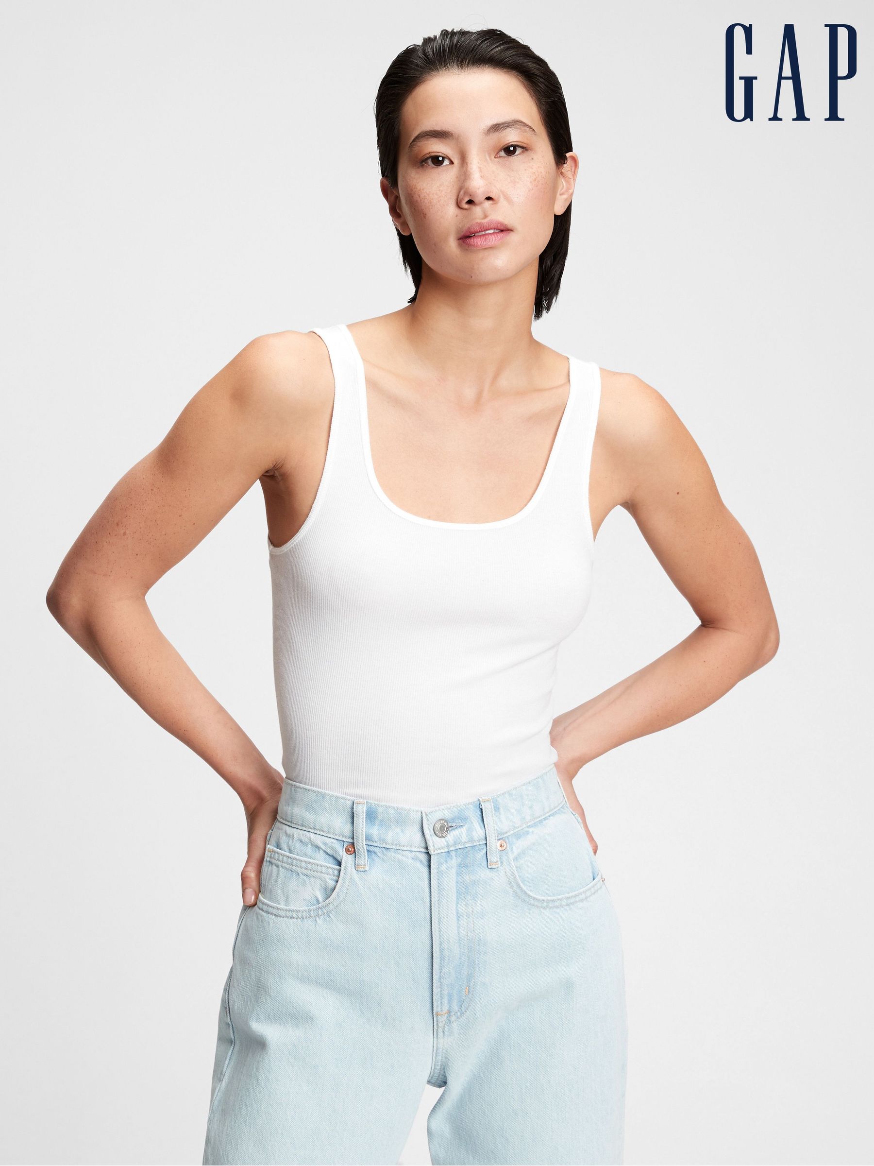 White Ribbed Scoop Neck Vest (782382) | £10