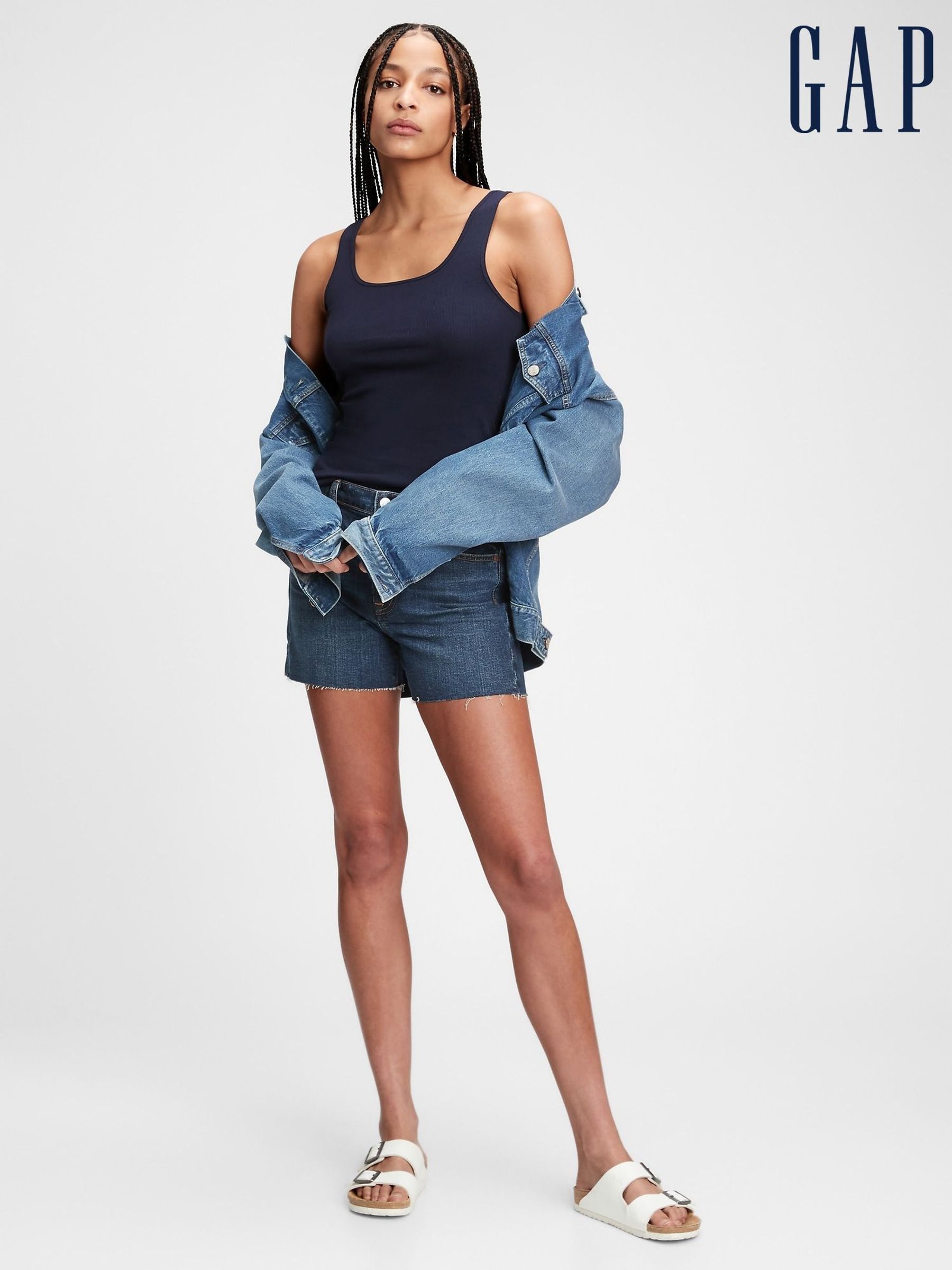 Navy Blue Ribbed Scoop Neck Vest (782400) | £10