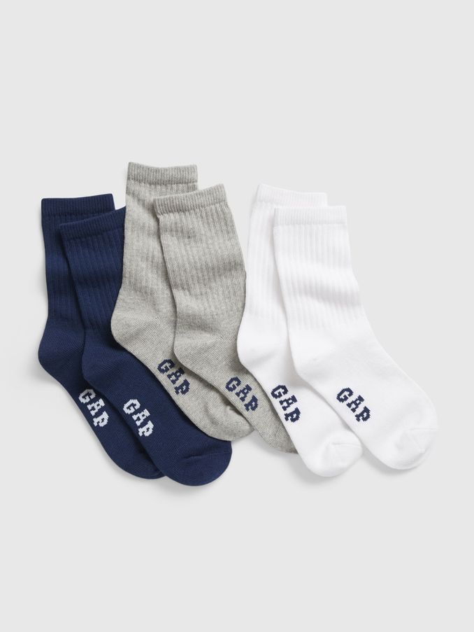 Grey Kids 3 Pack Crew Logo Socks (783013) | £5