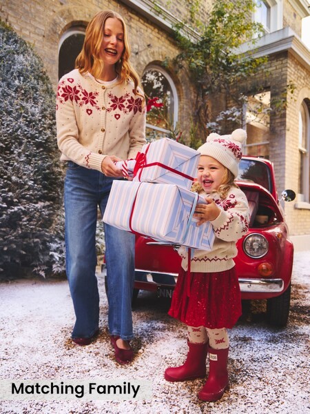 Cream - Women's Snowflake And Heart Cardigan