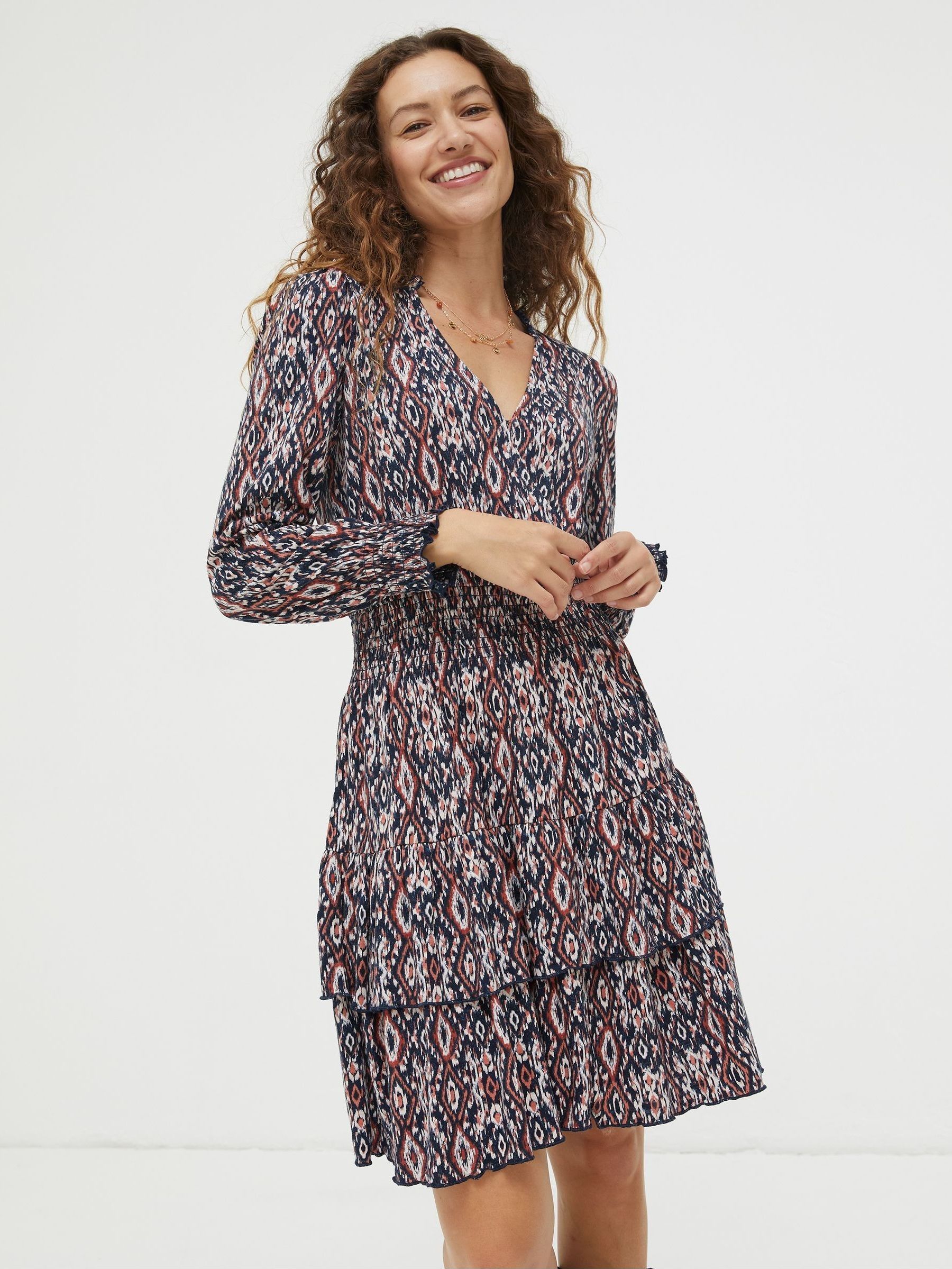 Brown Amba Ikat Geo Jersey Dress (789707) | £26