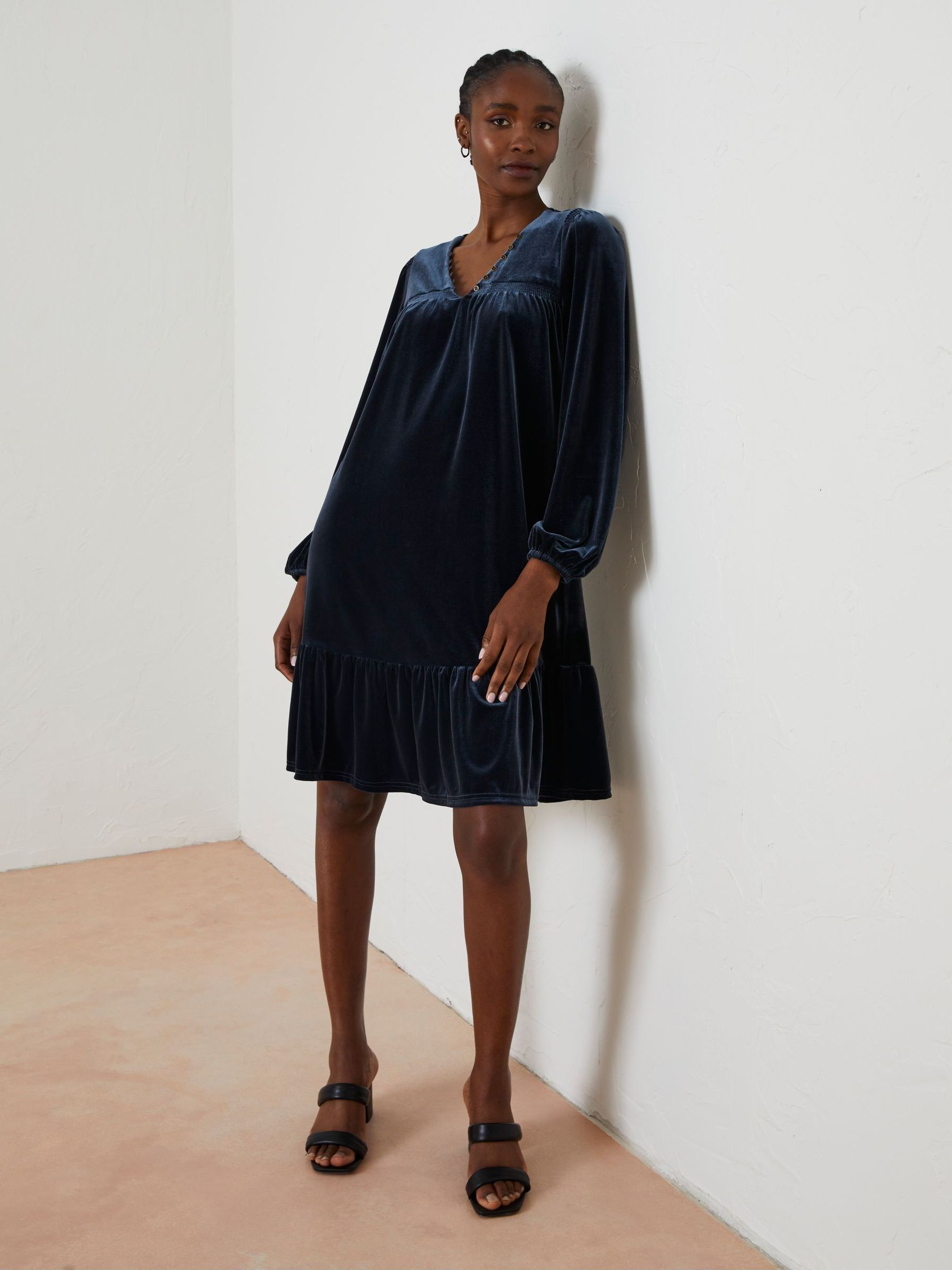 Blue Poplar Velvet Swing Dress (790100) | £45