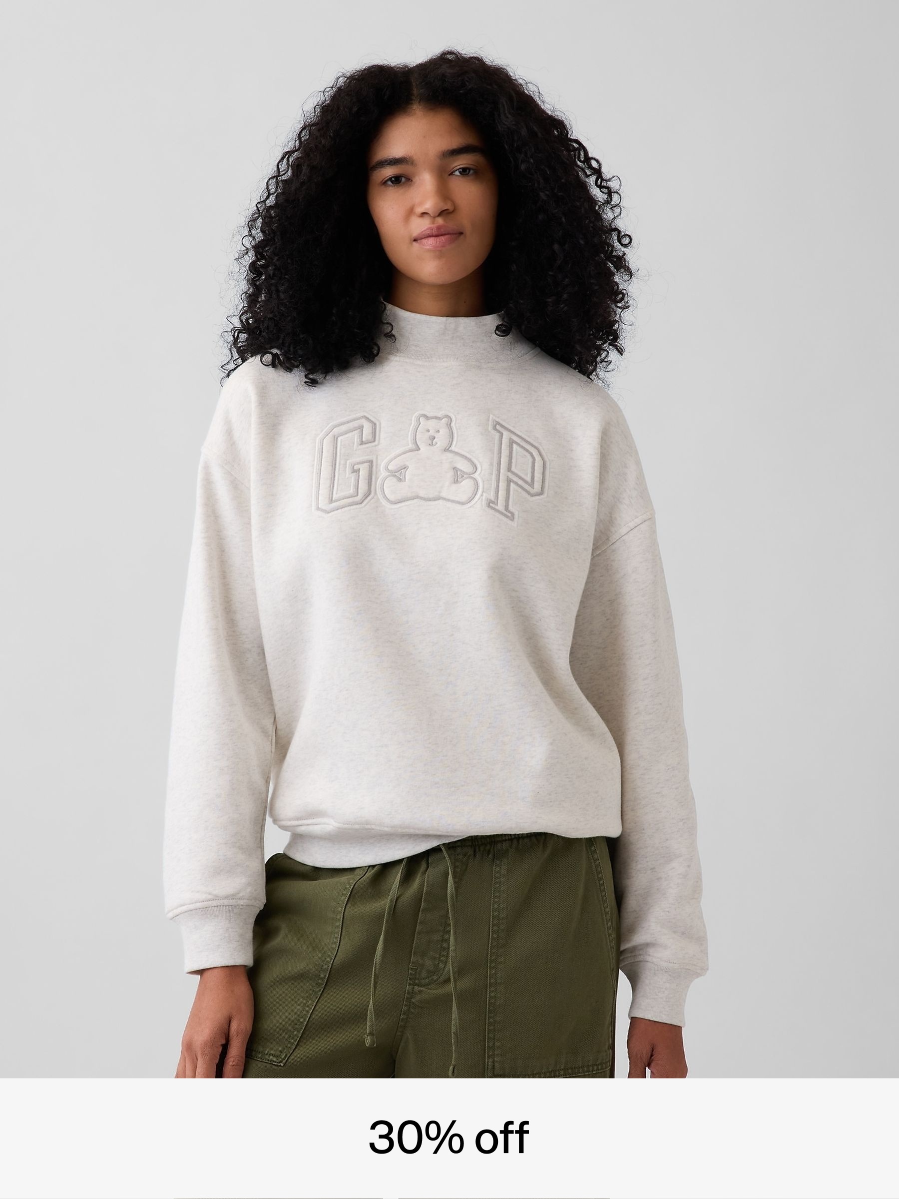 Grey Brannan Bear - Vintage Soft Oversized Mock Neck Logo Sweatshirt