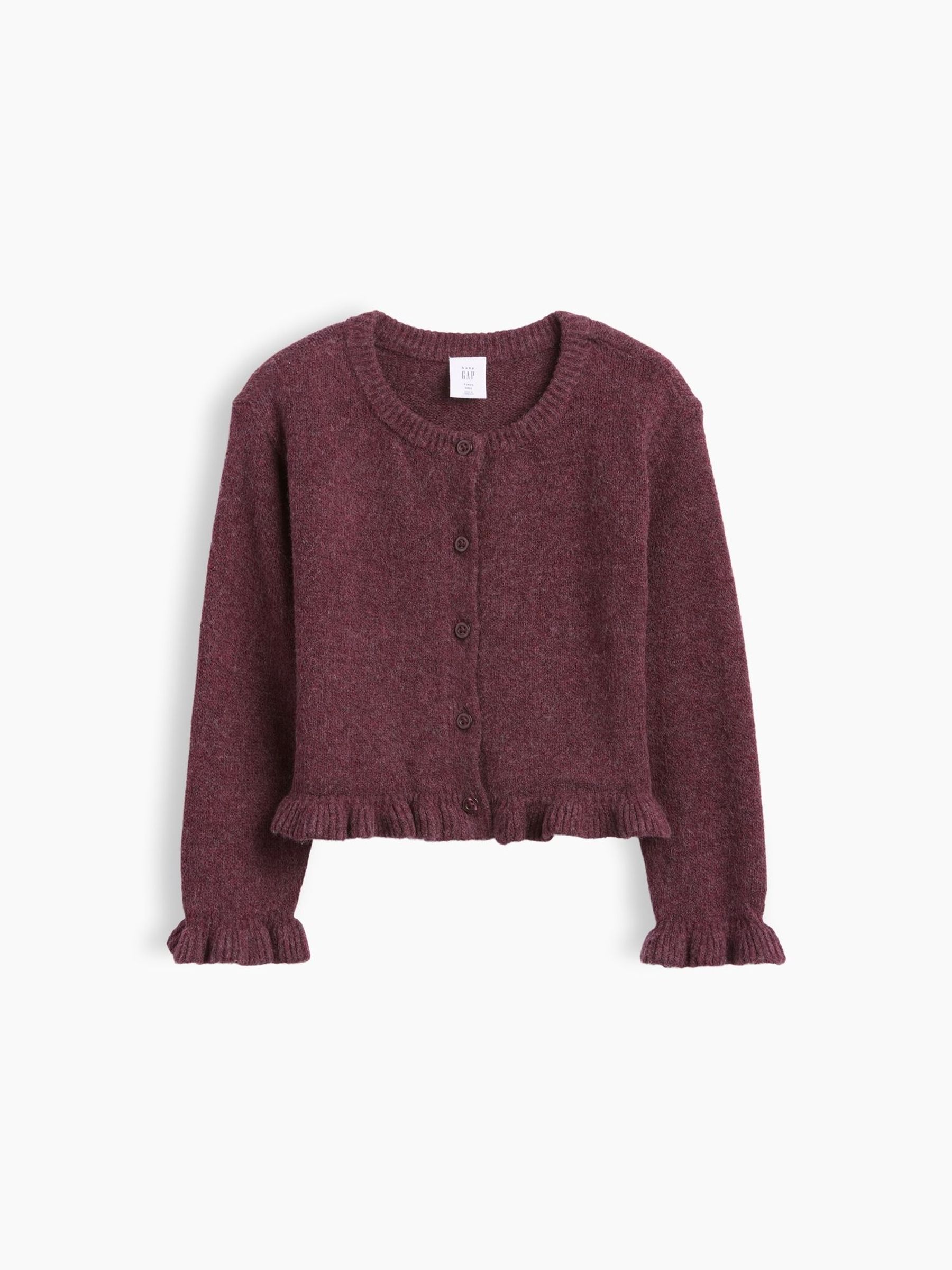 Burgundy Red - Cashsoft Ruffle Cardigan