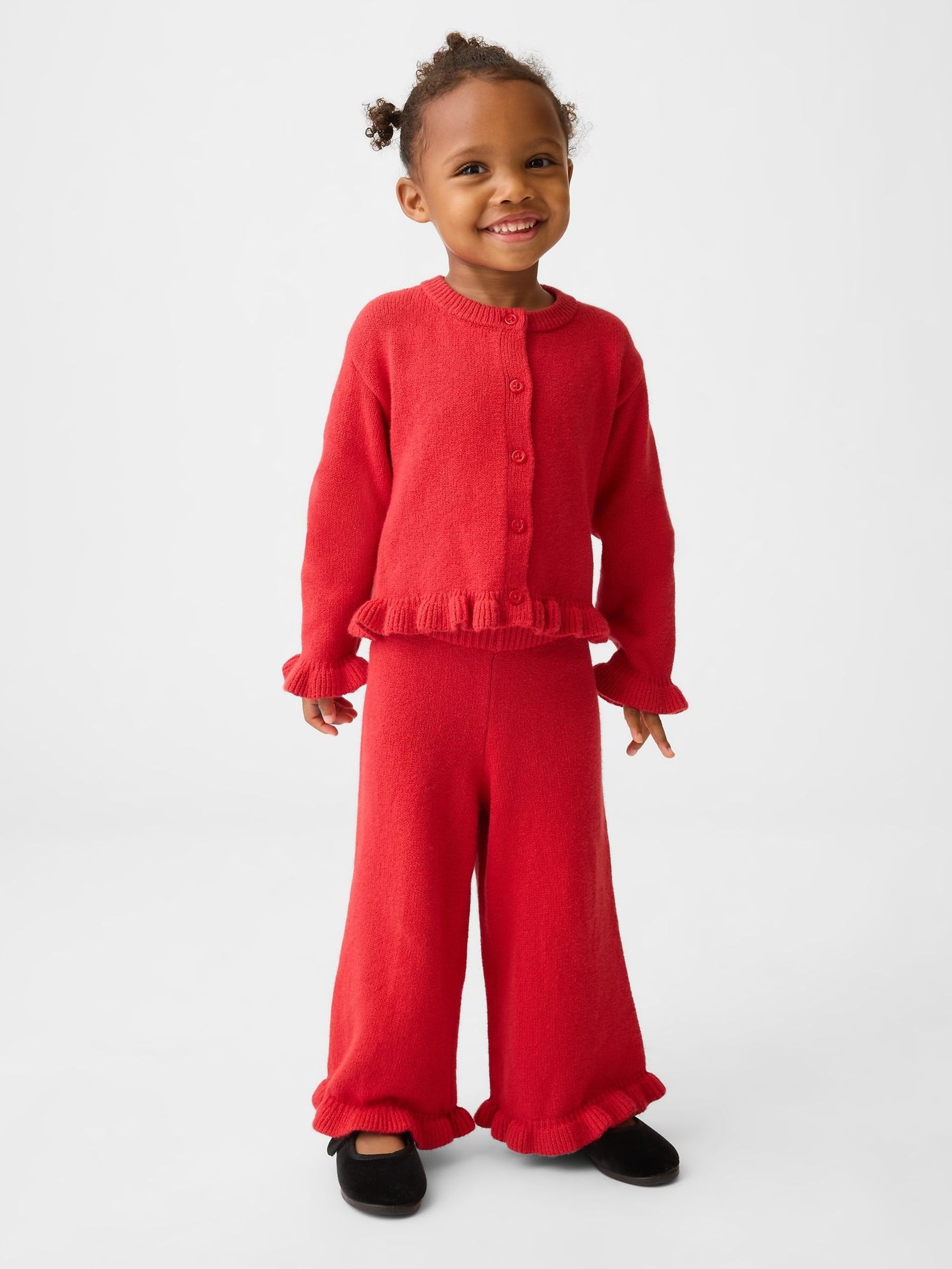 Red - Cashsoft Ruffle Wide-leg Trousers