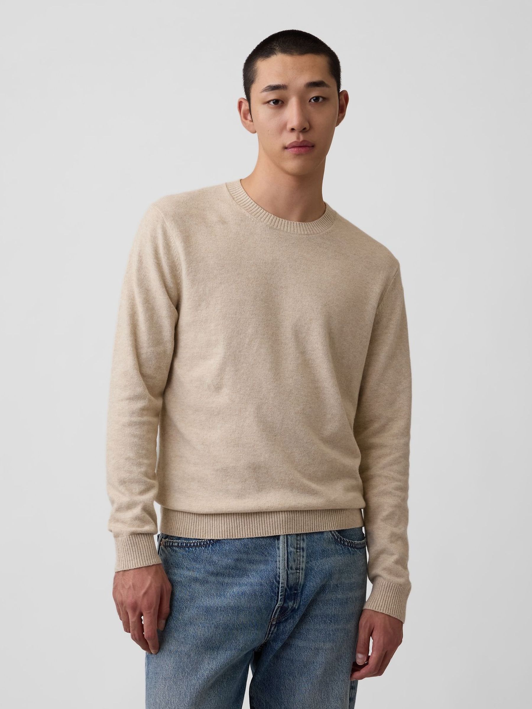 Beige - Regular Cashsoft Crew Jumper