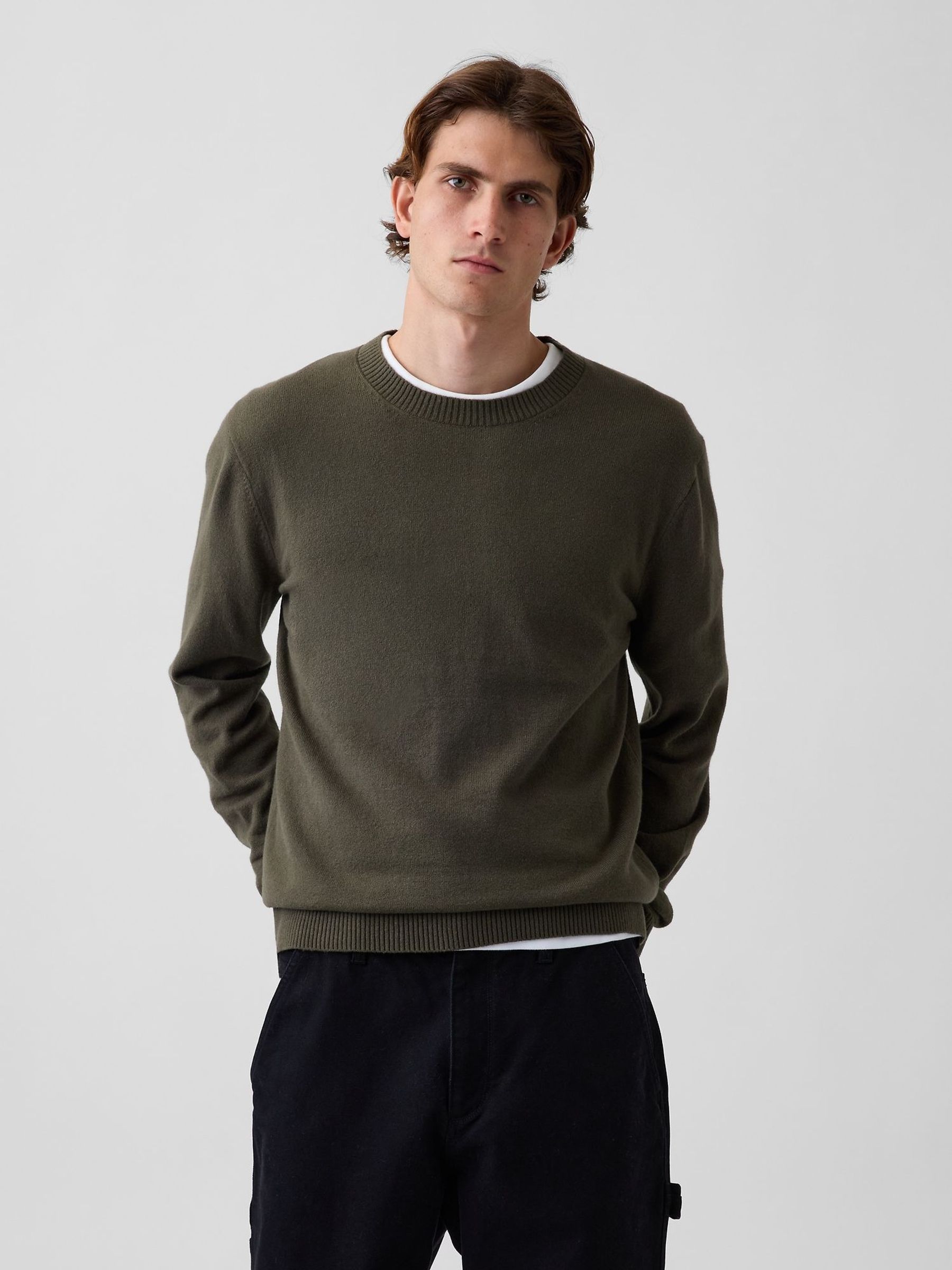 Olive Green - Regular Cashsoft Crew Jumper