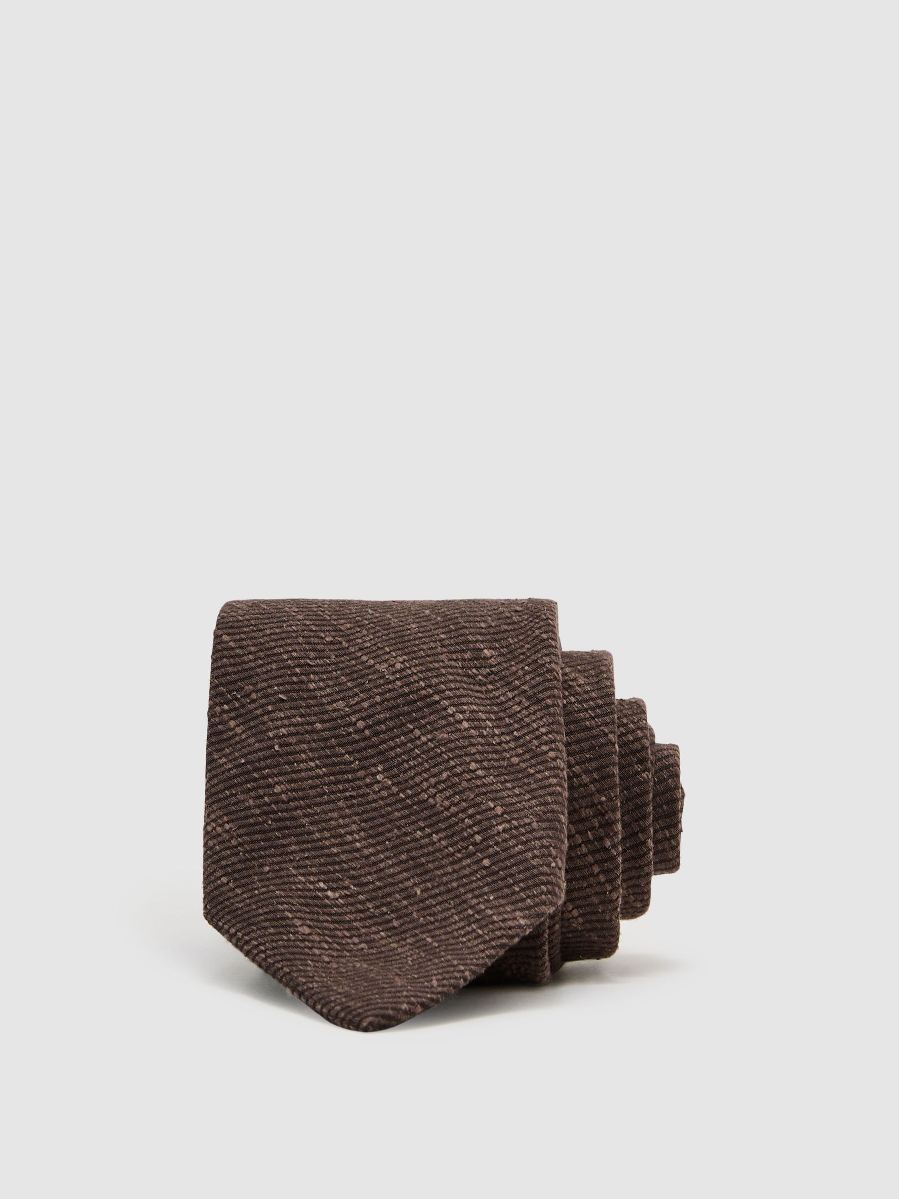 Chocolate Brown - Regular Silk-blend Slub Textured Tie