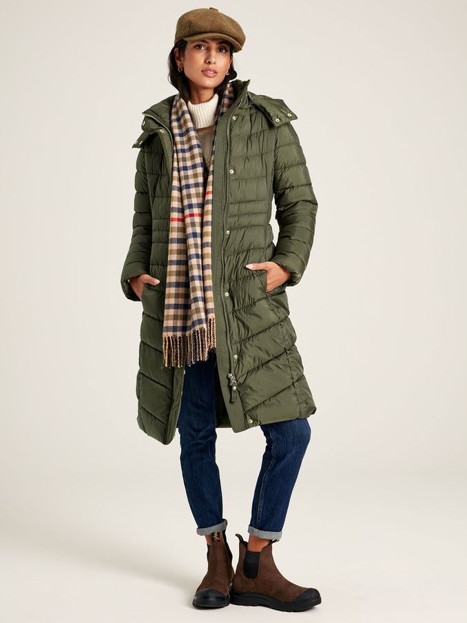 Pembury Khaki Green Showerproof Long Padded Coat With Hood (820034) | £69