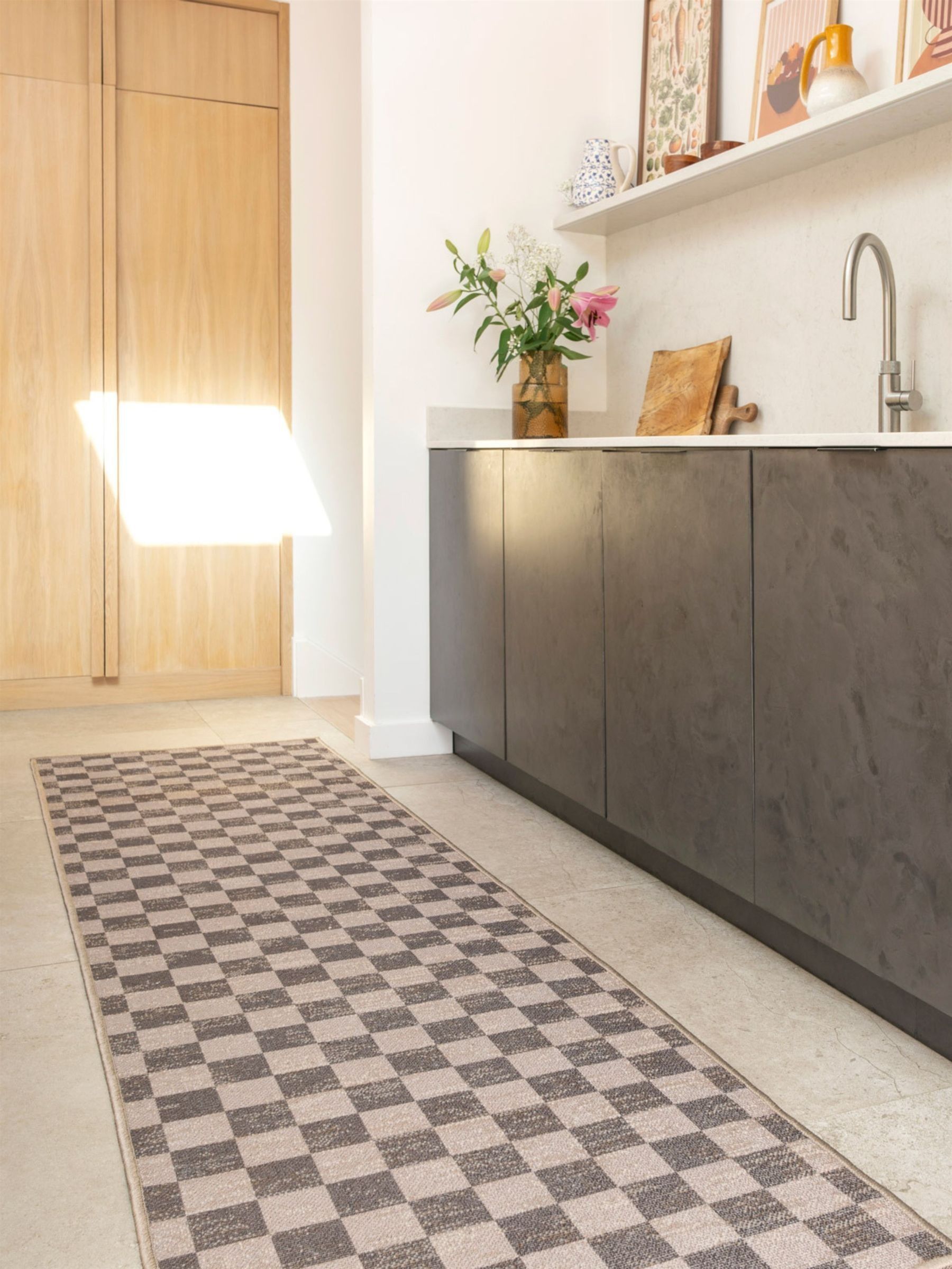 Kukoon Washable Juno Checkerboard Jute Style Runner