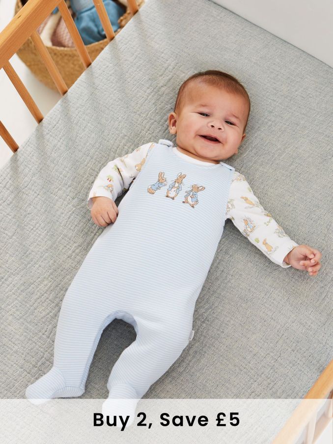Blue 2-Piece Peter Rabbit Baby Dungaree Set (8246J4) | £29.50