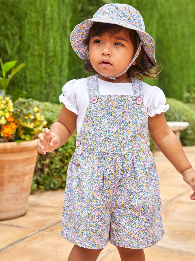 Lemon - Ditsy Print Culotte Dungarees