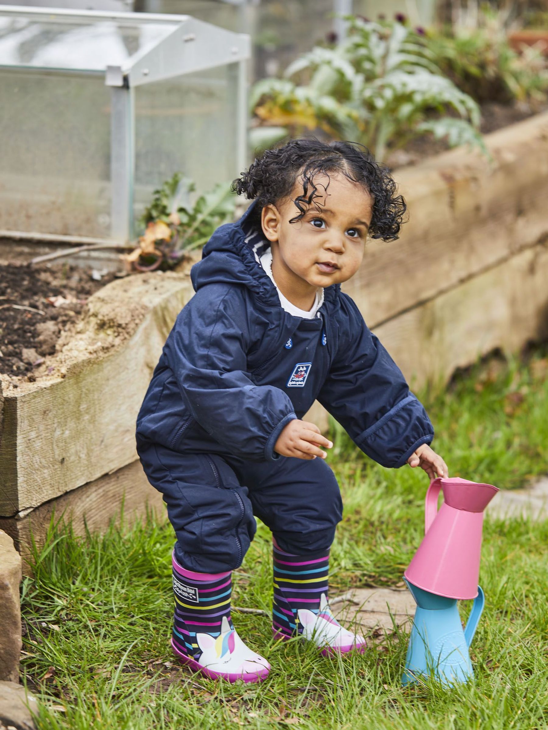 Navy Blue Waterproof Fleece Lined Puddle Suit (8327Q6) | £22 - £23