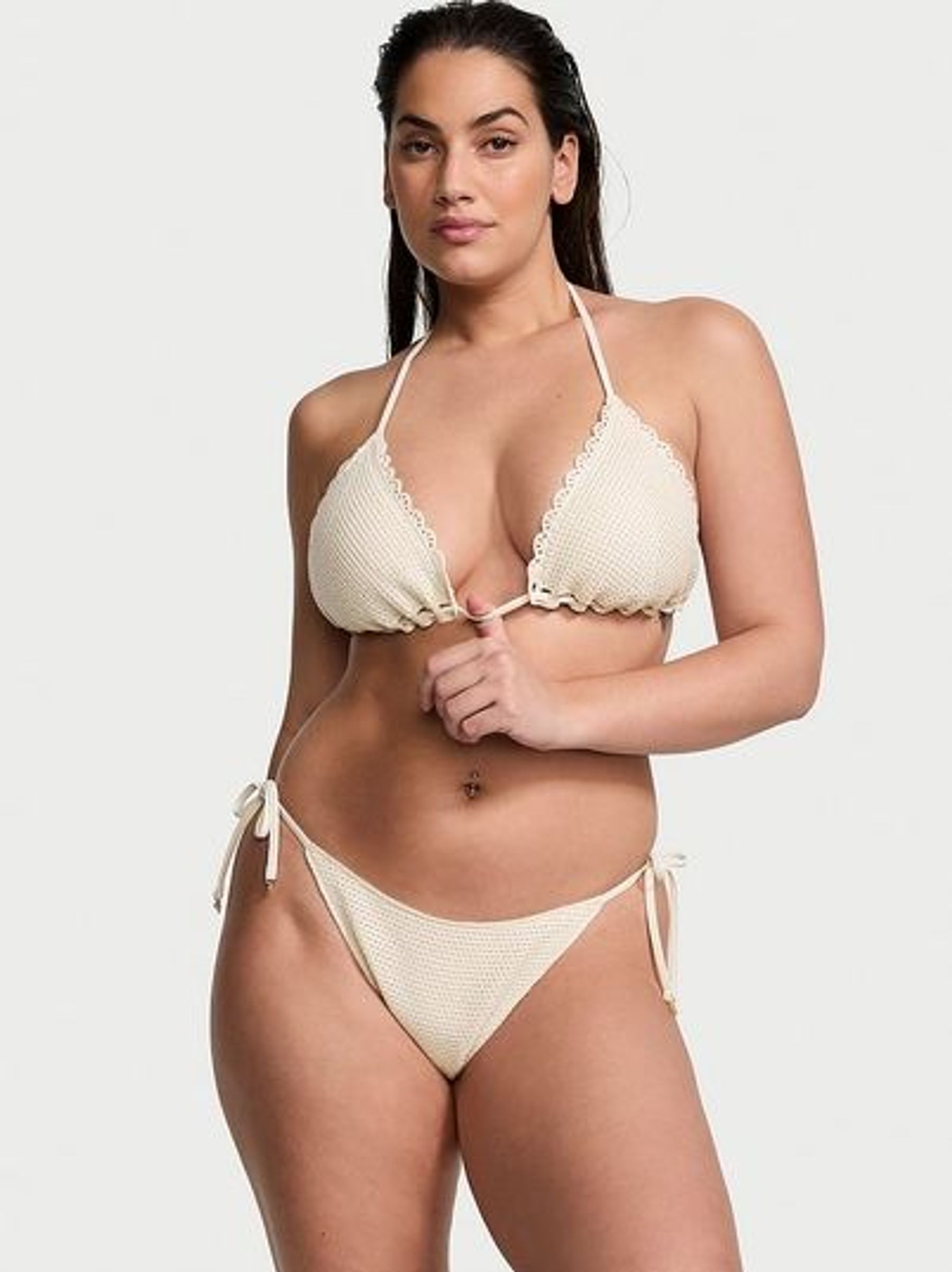 Linen Nude Tie Side Crochet Swim Bikini Bottom (833020) | £24