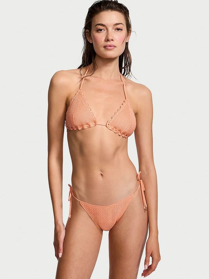Punchy Peach Orange Tie Side Crochet Swim Bikini Bottom (833118) | £22