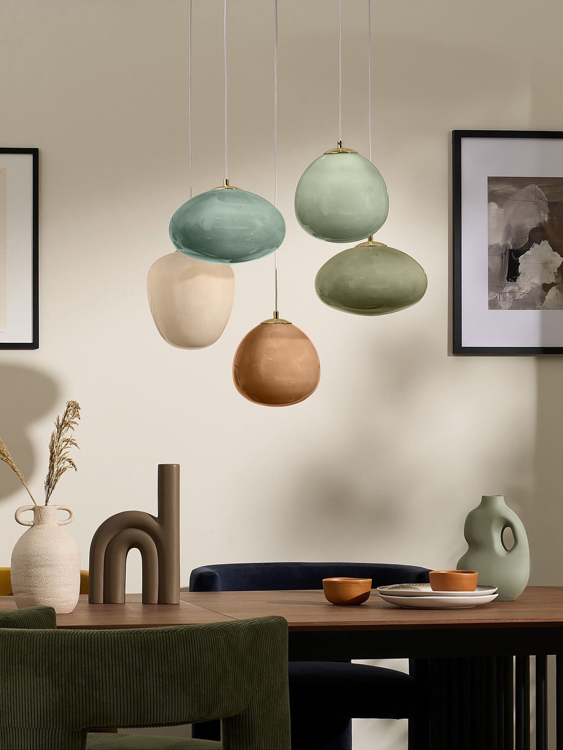 Adrianne 5 Light Cluster Pendant Ceiling Light in Green (834497) | £359