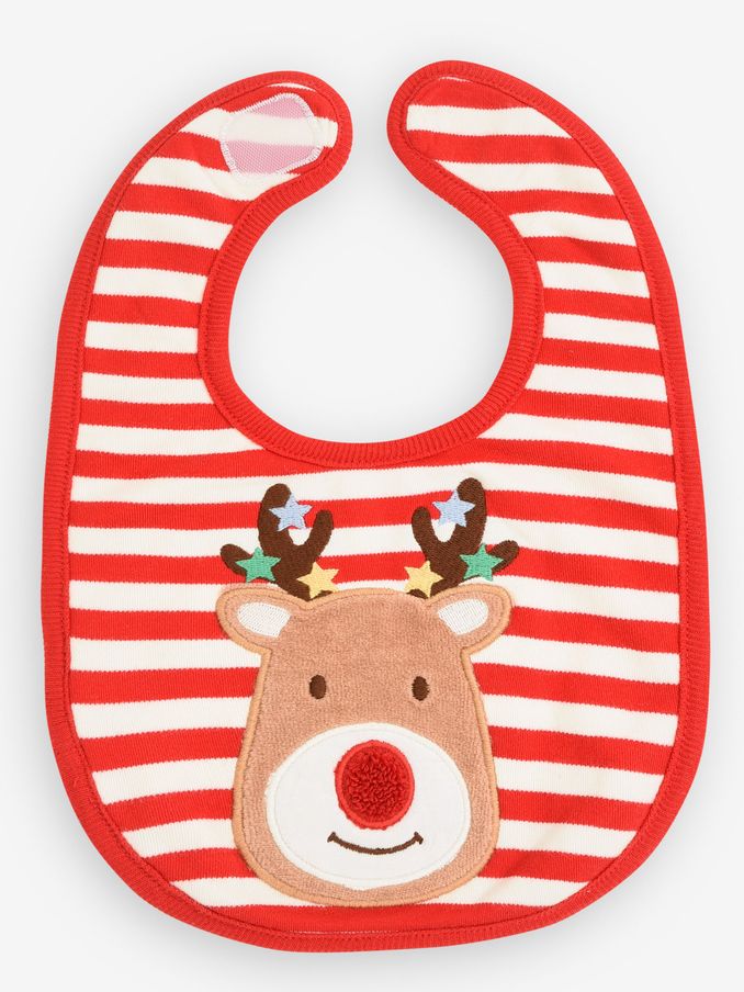 Red Reindeer Appliqué Christmas Bib (8345U6) | £3